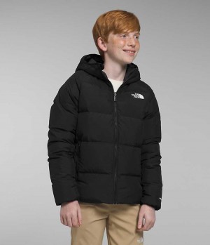 Boys' The North Face Reversible North Hooded Down Jacket Black | CANADA XOCJYF