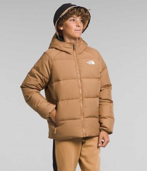 Boys' The North Face Reversible North Hooded Down Jacket Khaki | TORONTO YCXMVP