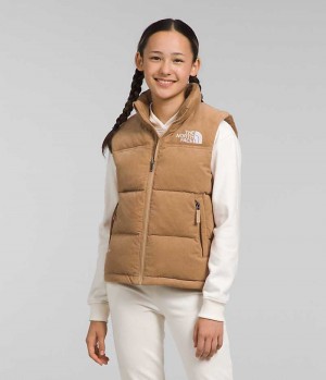 Girls' The North Face 1996 Retro Nuptse Vest Brown | OTTAWA XLDAPY