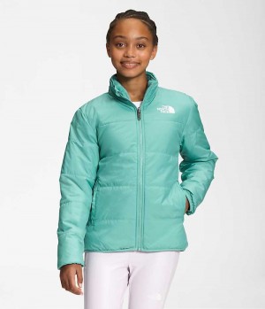 Girls' The North Face Reversible Mossbud Fleece Jacket Turquoise | OTTAWA RTBVEC