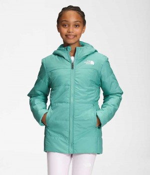 Girls' The North Face Reversible Mossbud Parka Turquoise | OTTAWA CKLMIS