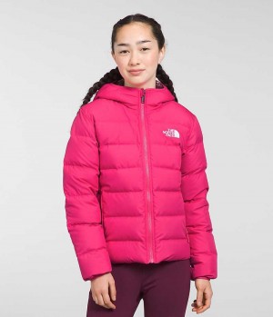 Girls' The North Face Reversible North Hooded Down Jacket Pink | CANADA NHWRBX