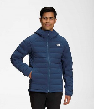 Men's The North Face Belleview Stretch Hoodie Down Jacket Blue | CANADA GRUAJL