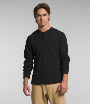 Men's The North Face Canyon Fog Thermal Long Sleeve Henley T-Shirt Black | OTTAWA SULFOV