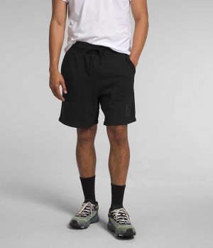 Men's The North Face Garment Dye Fleece Shorts Black | OTTAWA RGYAXZ