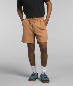 Men's The North Face Garment Dye Fleece Shorts Khaki | OTTAWA LGPKFV