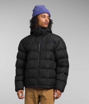 Men's The North Face Lhotse Reversible Hoodie Down Jacket Black | CANADA AWZNVJ