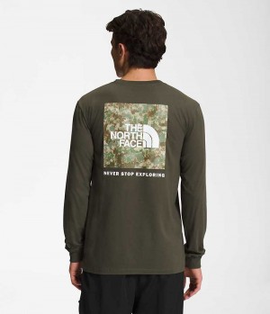 Men's The North Face Long Sleeve Box NSE T-Shirt Olive | TORONTO OWPXJE