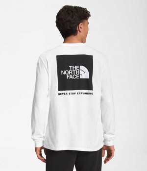 Men's The North Face Long Sleeve Box NSE T-Shirt White | OTTAWA YIQHFO