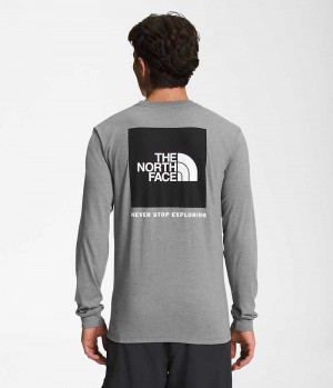 Men's The North Face Long Sleeve Box NSE T-Shirt Grey | CANADA ETGPHB