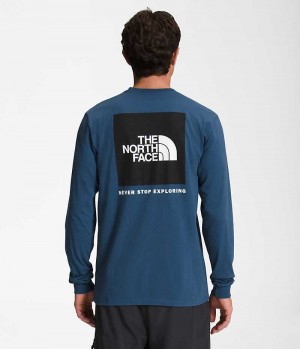 Men's The North Face Long Sleeve Box NSE T-Shirt Blue | OTTAWA AETPWJ