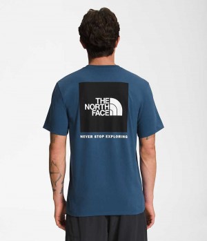 Men's The North Face Short Sleeve Box NSE T-Shirt Blue | OTTAWA VSFUKM