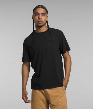 Men's The North Face Short Sleeve Garment Dye T-Shirt Black | CANADA NPSMIZ