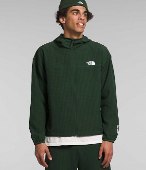 Men's The North Face Tekware™ Grid Hoodie Fleece Jacket Green | CANADA RHCJZQ