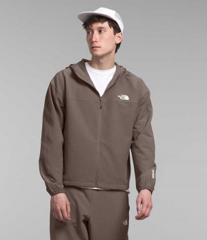 Men's The North Face Tekware™ Grid Hoodie Fleece Jacket Brown | TORONTO QPRNHT