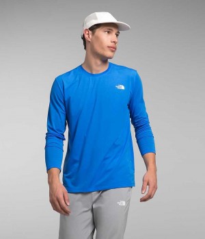 Men's The North Face Wander Long Sleeve T-Shirt Blue | OTTAWA ETWAKG