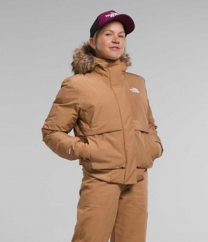 Women's The North Face Arctic Bomber Jacket Brown | TORONTO BSNVXD