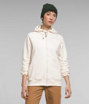 Women's The North Face Brand Proud Full-Zip Hoodie Fleece Jacket White | CANADA THBUEI