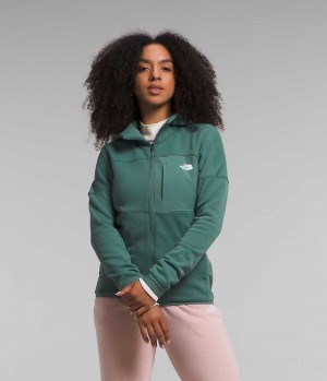 Women's The North Face Canyonlands High Altitude Hoodie Fleece Jacket Green | OTTAWA FLNAUK