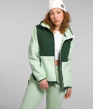 Women's The North Face Denali Hoodie Fleece Jacket Green | CANADA QGRJDA