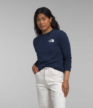 Women's The North Face Long Sleeve Box NSE T-Shirt Navy | TORONTO UTNHMB