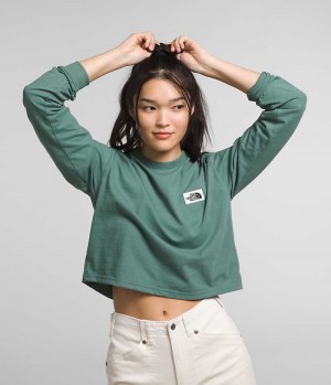 Women's The North Face Long Sleeve Heritage Patch T-Shirt Green | OTTAWA OYDBHW