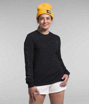 Women's The North Face Long Sleeve Sleeve Hit Graphic T-Shirt Black | OTTAWA KAEMOL