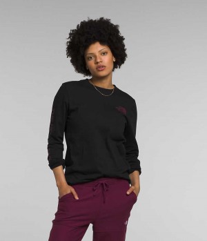 Women's The North Face Long Sleeve Sleeve Hit Graphic T-Shirt Black | CANADA WQTFMR