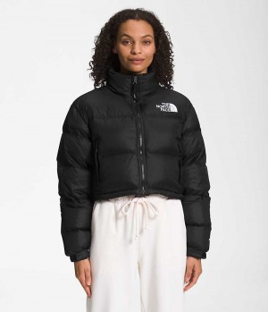 Women's The North Face Nuptse Short Down Jacket Black | TORONTO KHSDRW