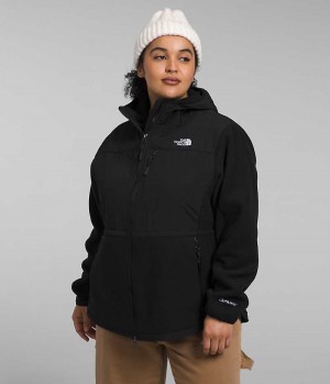 Women's The North Face Plus Denali Hoodie Fleece Jacket Black | TORONTO SFRJQO