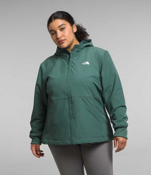 Women's The North Face Plus Shelbe Raschel Hoodie Softshell Jacket Green | OTTAWA QSKXDF