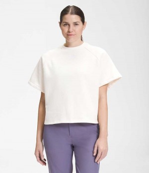 Women's The North Face Short Sleeve Felted Fleece Crew T-Shirt White | TORONTO IDVJMR