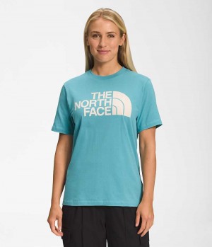 Women's The North Face Short Sleeve Half Dome T-Shirt Turquoise | CANADA PELONZ