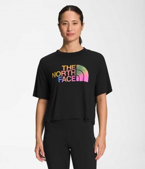 Women's The North Face Short Sleeve Half Dome Crop T-Shirt Black | OTTAWA UCJLPD