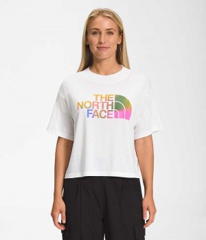 Women's The North Face Short Sleeve Half Dome Crop T-Shirt White | CANADA JSQZTX