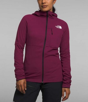 Women's The North Face Summit Series FUTUREFLEECE™ Full-Zip Hoodie Fleece Jacket Burgundy | CANADA XBHTYL