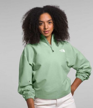 Women's The North Face Tekware™ Grid 1/4 Zip Sweatshirt Mint | OTTAWA WAMLFC