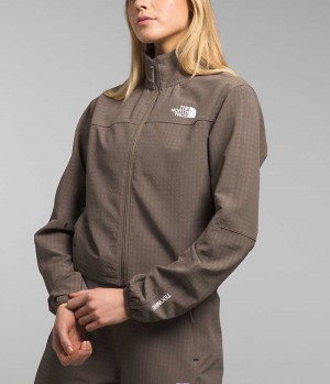 Women's The North Face Tekware™ Grid Full-Zip Fleece Jacket Brown | OTTAWA JKUIFW