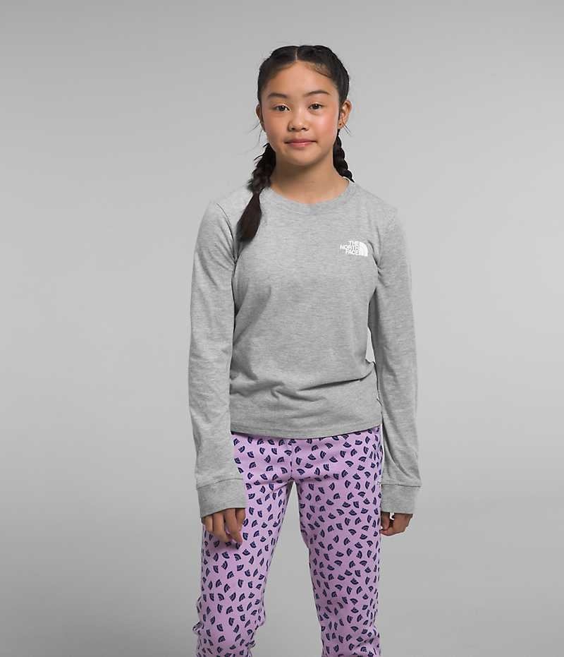 Girls' The North Face Long Sleeve Graphic T-Shirt Light Grey | CANADA ALVOJE