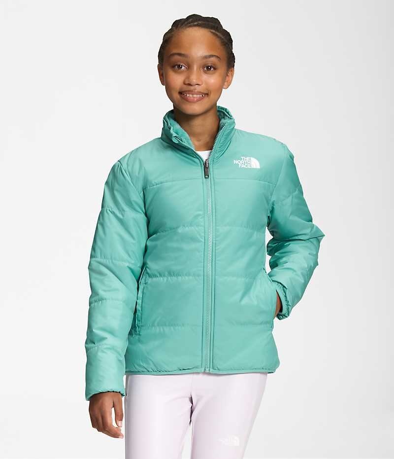 Girls\' The North Face Reversible Mossbud Fleece Jacket Turquoise | OTTAWA RTBVEC