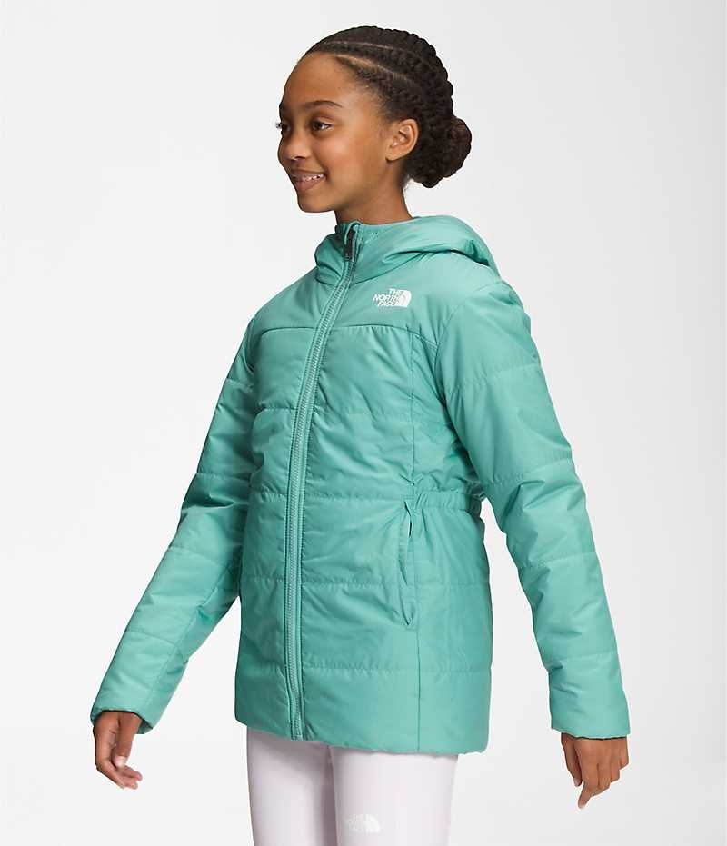 Girls' The North Face Reversible Mossbud Parka Turquoise | OTTAWA CKLMIS