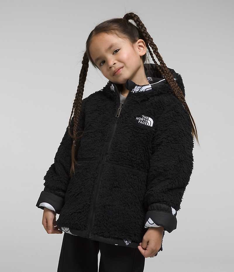 Girls' The North Face Reversible Mt Chimbo Full-Zip Hooded Fleece Jacket Black | OTTAWA ZAOTVI