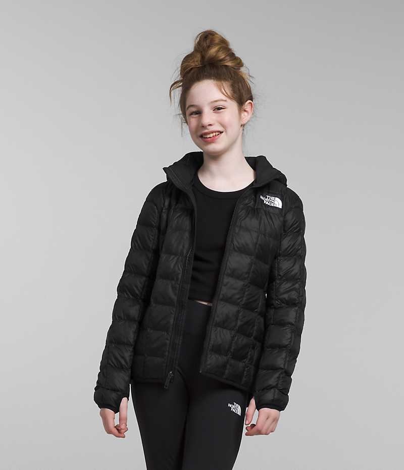 Girls\' The North Face ThermoBall™ Hooded Down Jacket Black | CANADA ESVAYT