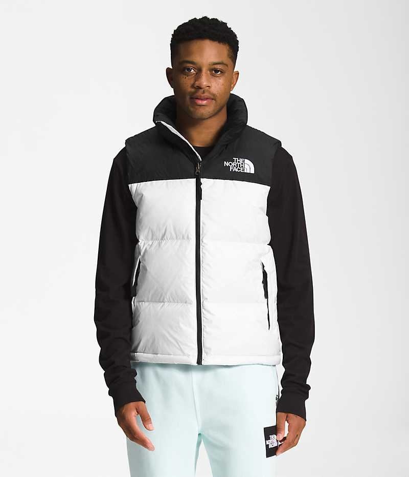 Men\'s The North Face 1996 Retro Nuptse Down Vest White / Black | CANADA GXDYRV