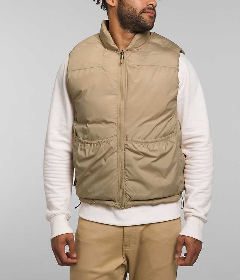 Men's The North Face Lhotse Reversible Down Vest Khaki | TORONTO GEFPWY