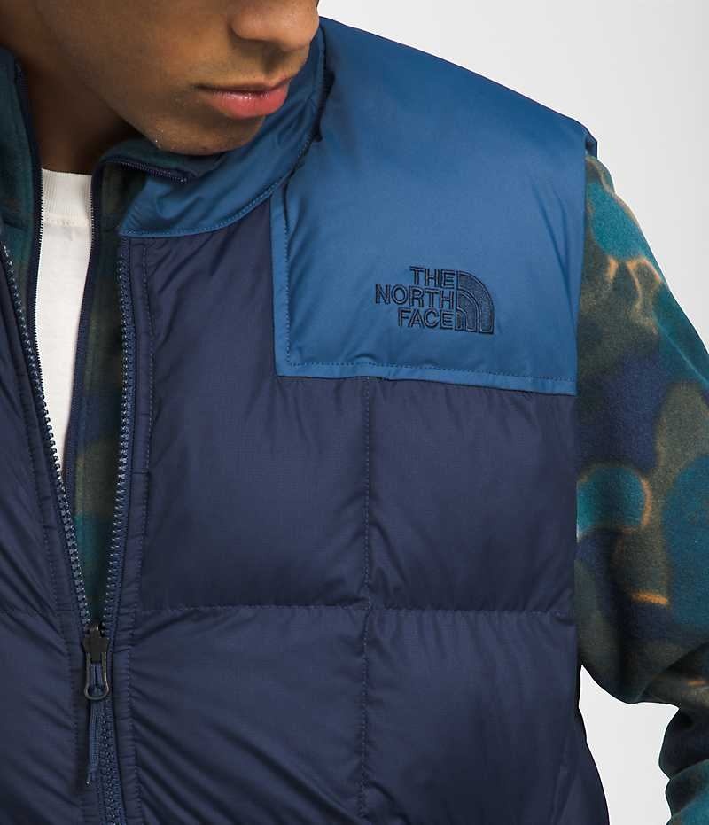 Men's The North Face Lhotse Reversible Down Vest Navy | OTTAWA XVSGCP