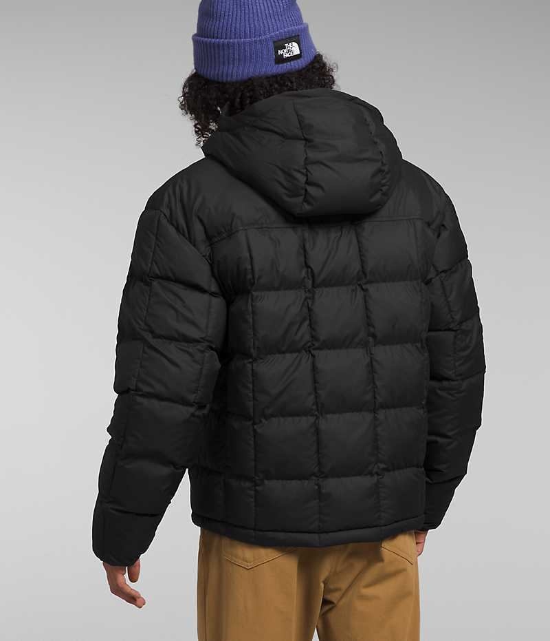 Men's The North Face Lhotse Reversible Hoodie Down Jacket Black | CANADA AWZNVJ