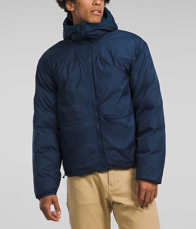 Men's The North Face Lhotse Reversible Hoodie Down Jacket Navy | TORONTO RKFIEJ