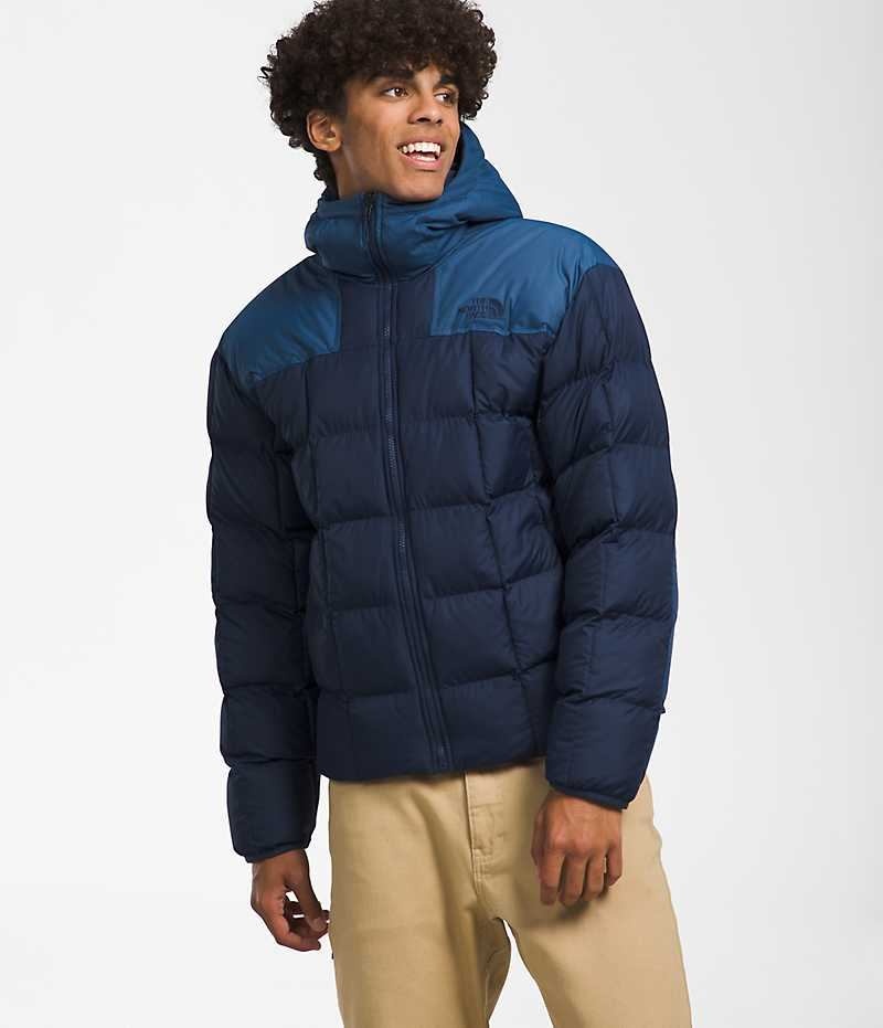 Men\'s The North Face Lhotse Reversible Hoodie Down Jacket Navy | TORONTO RKFIEJ