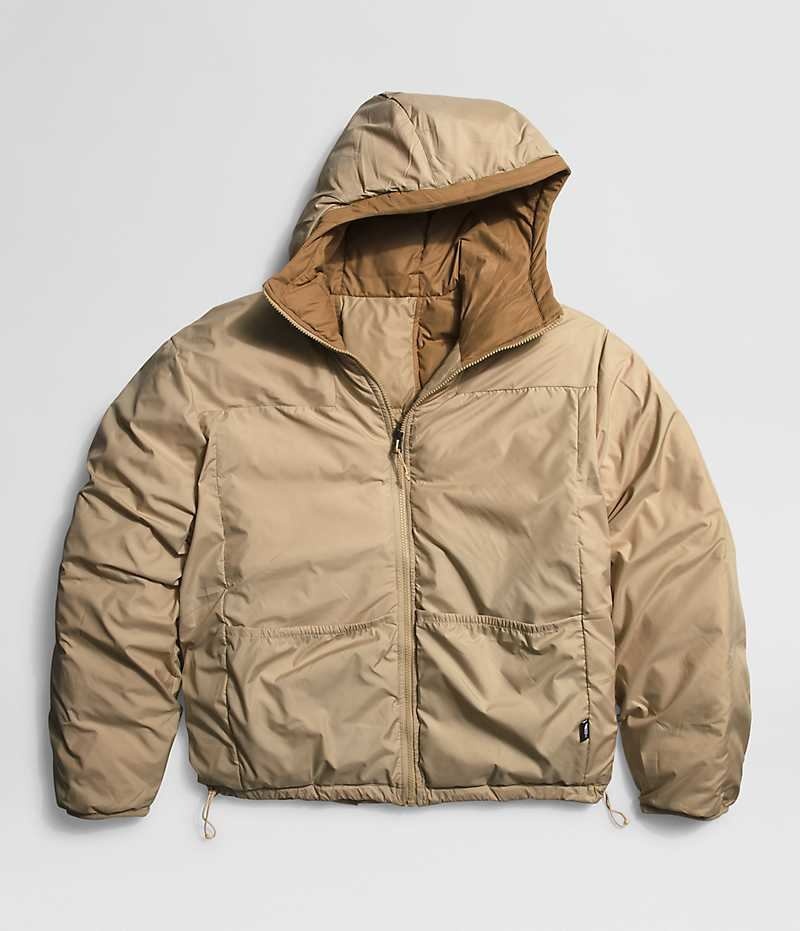 Men's The North Face Lhotse Reversible Hoodie Down Jacket Khaki | OTTAWA GIAKFY